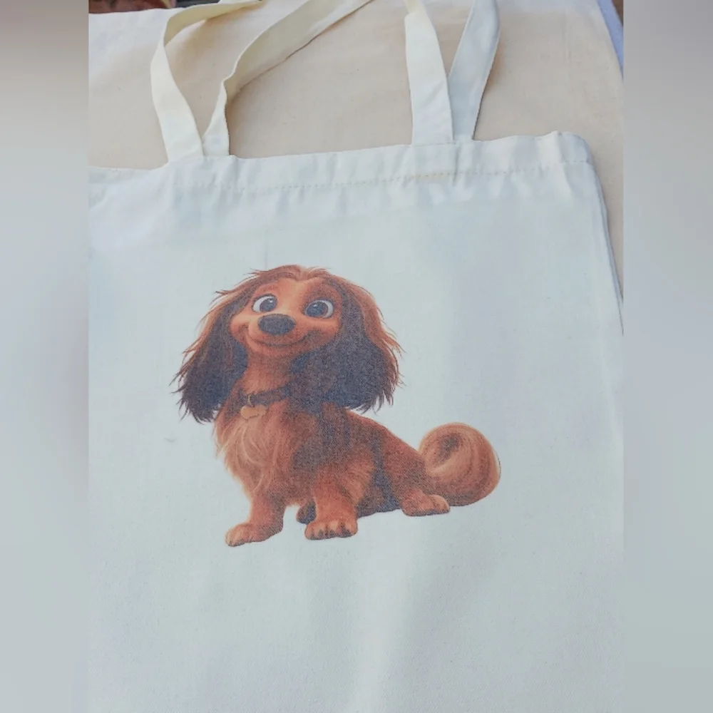 Cream Dog Tote Bag